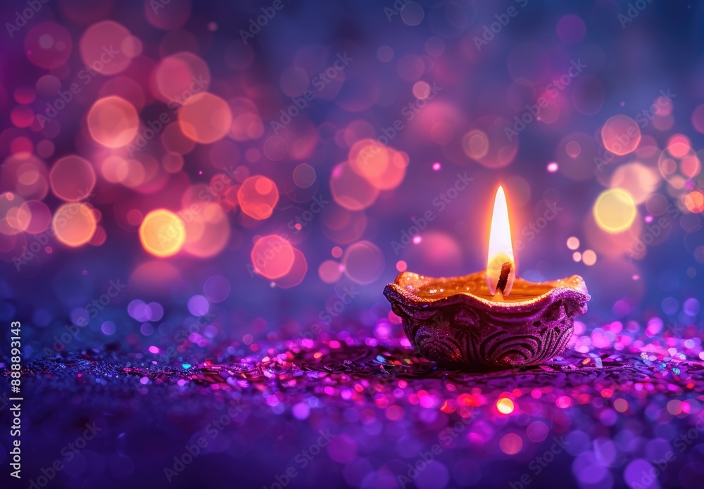 Happy Diwali festivals of lights background should be purple, and include decorative elements such as fireworks, sparkles, and traditional Happy Diwali festivals of lights background should be purple, and include decorative elements such as fireworks, sparkles, and traditional