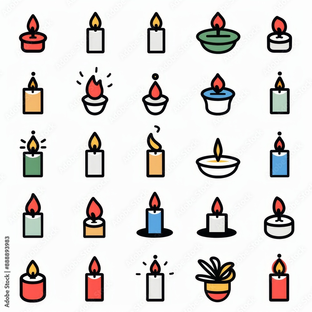 Candle icon, paraffin decoration, flat minimal candlelight symbol, relax aroma candle decoration Candle icon, paraffin decoration, flat minimal candlelight symbol, relax aroma candle decoration