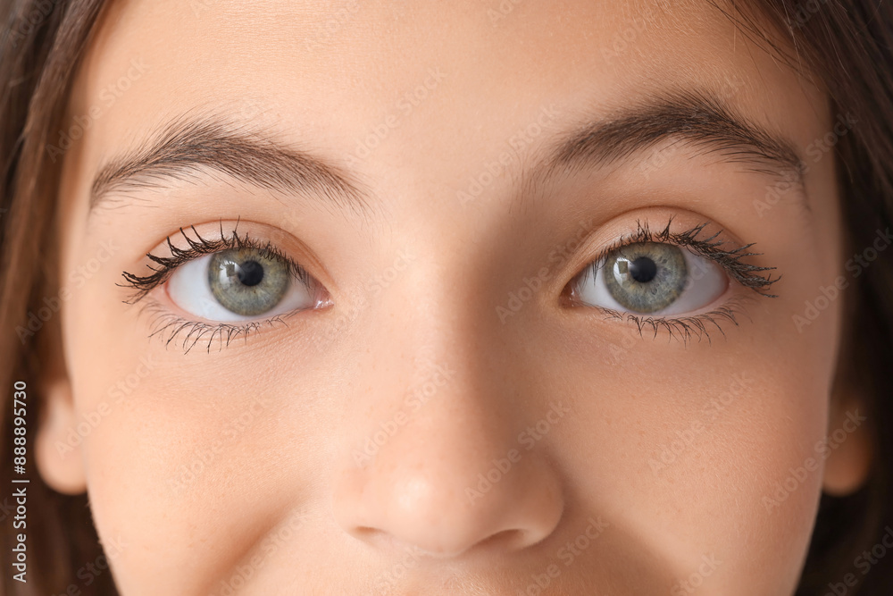 Little girl with green eyes, closeup Little girl with green eyes, closeup