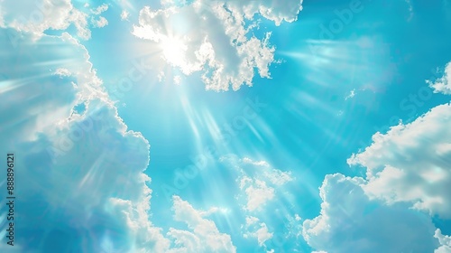 Fototapeta Naklejka Na Ścianę i Meble -  Beautiful sunlight illuminating blue sky cloud background