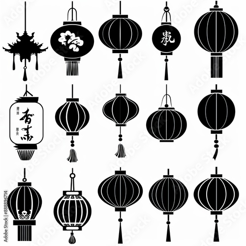 Asian lamp icon, chinese lantern isolated, traditional oriental lantern, light symbol,minimal flat flashlight