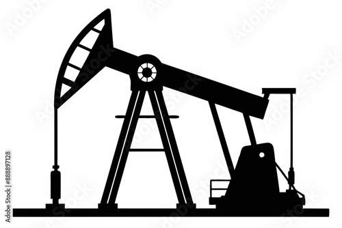 Oil pump jack Silhouette Vector art, Pump jack black Clip art, petrol pumpjack flat vector icon

