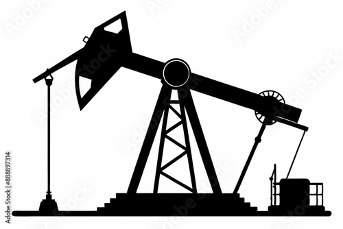 Oil pump jack Silhouette Vector art, Pump jack black Clip art, petrol pumpjack flat vector icon

