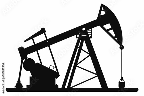 Oil pump jack Silhouette Vector art, Pump jack black Clip art, petrol pumpjack flat vector icon

