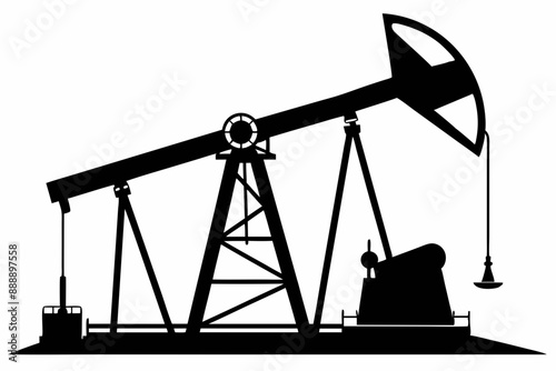 Oil pump jack Silhouette Vector art, Pump jack black Clip art, petrol pumpjack flat vector icon

