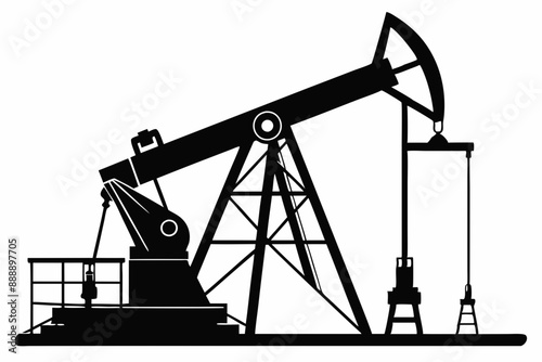 Oil pump jack Silhouette Vector art, Pump jack black Clip art, petrol pumpjack flat vector icon

