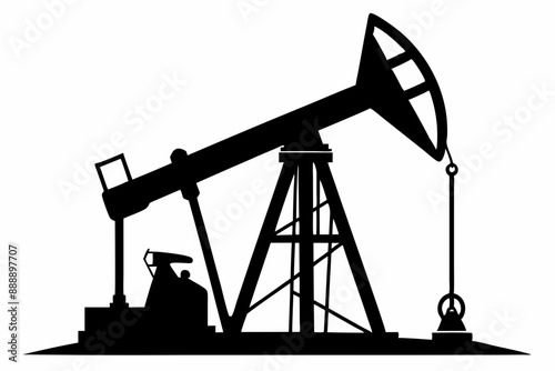 Oil pump jack Silhouette Vector art, Pump jack black Clip art, petrol pumpjack flat vector icon

