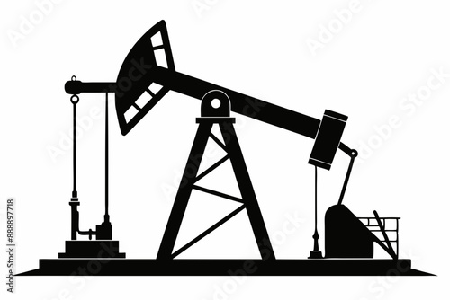Oil pump jack Silhouette Vector art, Pump jack black Clip art, petrol pumpjack flat vector icon

