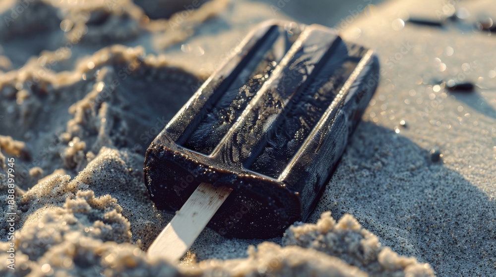 Colorful popsicle in the sand. Summer concept Colorful popsicle in the sand. Summer concept