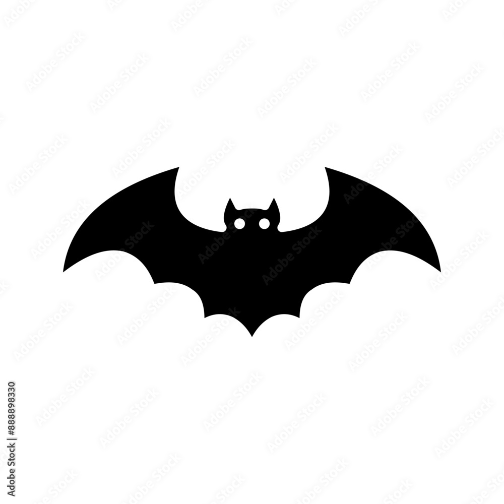 Dark silhouette of bat with open wings icon. One of Halloween holiday colo editable Dark silhouette of bat with open wings icon. One of Halloween holiday colo editable