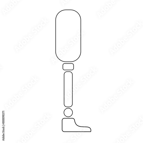 Leg prosthesis line art, artificial foot for orthopedic rehabilitation, bionic implant, exoskeleton.