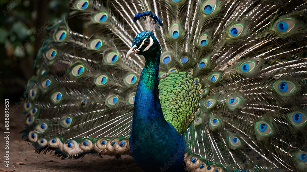 Fototapeta premium Close up of peacock, 300dpi.
