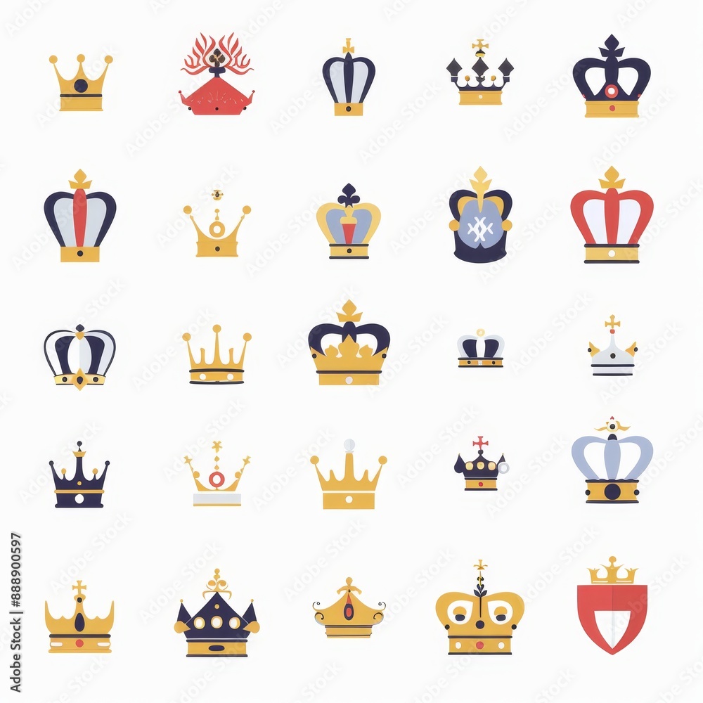 Crown icon, king symbol, princess flat sign, queen, royal emblem, royalty, minimal crown logo isolated Crown icon, king symbol, princess flat sign, queen, royal emblem, royalty, minimal crown logo isolated
