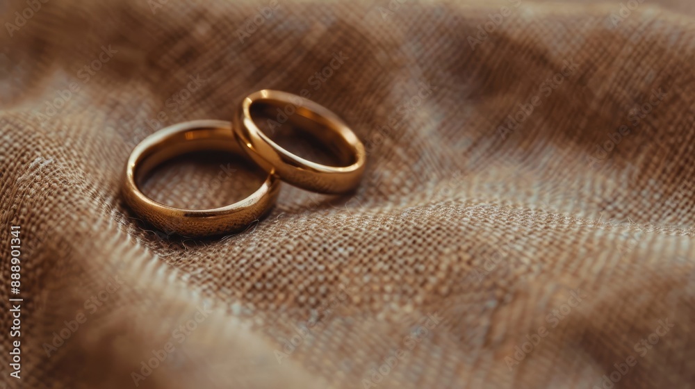 Rings on brown fabric with text space