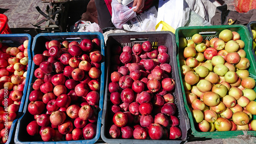 Apples For Sale At A Farmer's Market In India.
