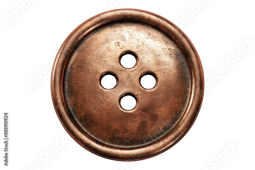 Copper button isolated on transparent background