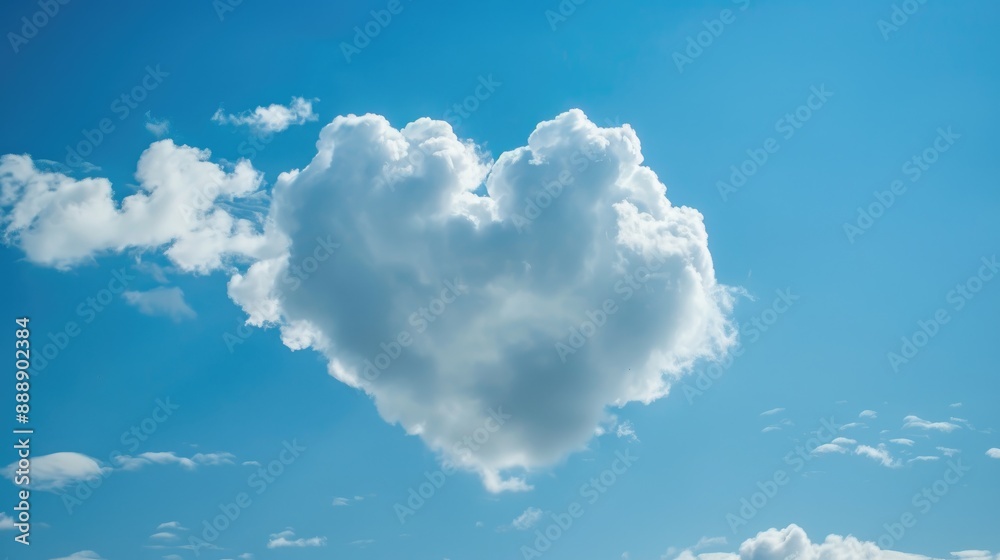 Heart shaped cloud floating in the blue sky Heart shaped cloud floating in the blue sky