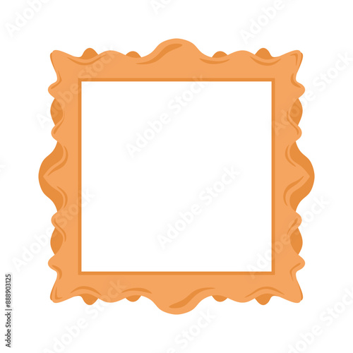 Vintage square frame. Decorative antique border in old victorian style for picture frame, framework. Decorative frame for Picture space, baguette isolated on white background. Vector illustration