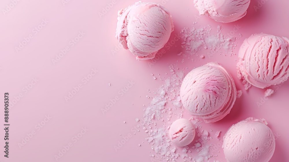 Ice cream scoop balls on pink background Ice cream scoop balls on pink background