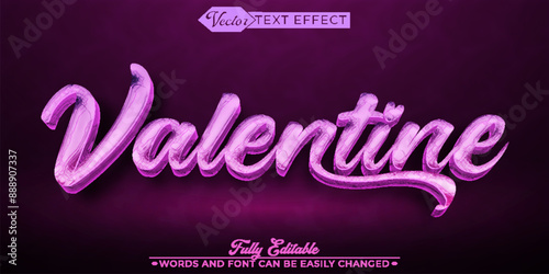 Pink Cute Heart Valentine's day Vector Editable Text Effect Template