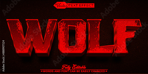 Red Wolf  Vector Editable Text Effect Template