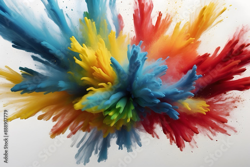 An abstract art of colorful powders blasting