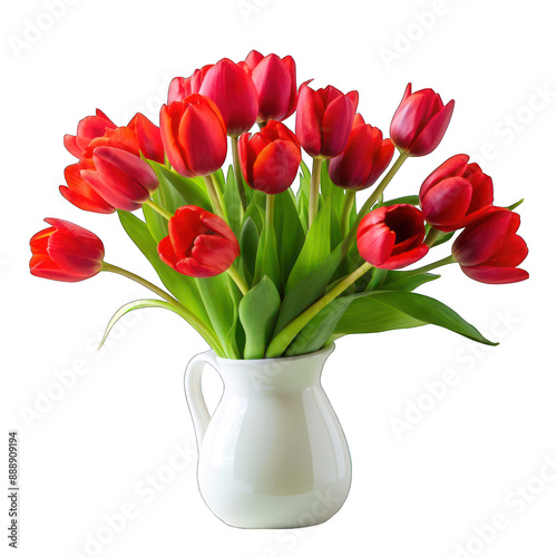 Wallpaper Mural Red tulips on white vase isolated on transparent background Torontodigital.ca