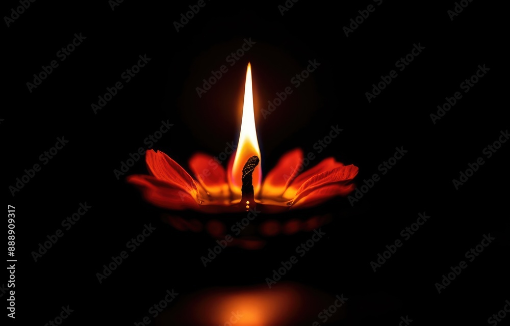 Fototapeta premium Vibrant Diwali background with an illuminated diya lamp