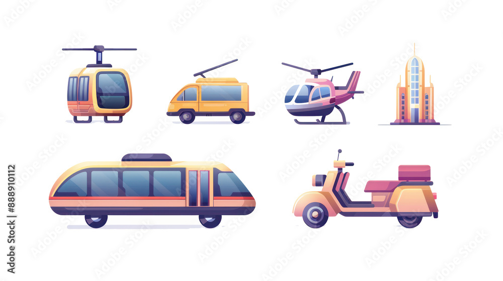 A minimalist vector icon set of transportation transparant background A minimalist vector icon set of transportation transparant background