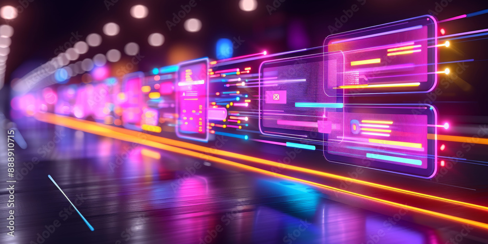 Creative digital data transfer and exchange folders on dark background. Backup data, virtual document storage or loading on cloud service. 3D Rendering. Creative digital data transfer and exchange folders on dark background. Backup data, virtual document storage or loading on cloud service. 3D Rendering.