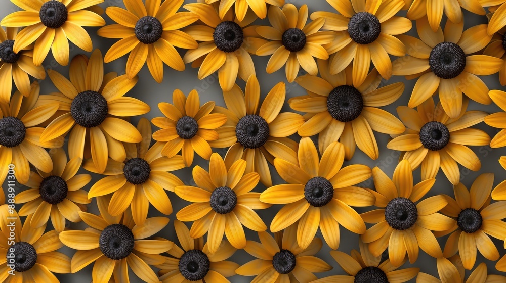 Black Eyed Susans on gray background for design Black Eyed Susans on gray background for design