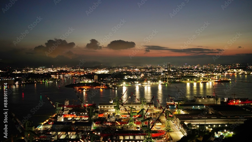 Obraz premium Night view of Ulsan industrial city, Korea