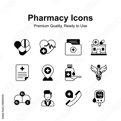 Pack of pharmacy icons in trendy design style, up for premium use