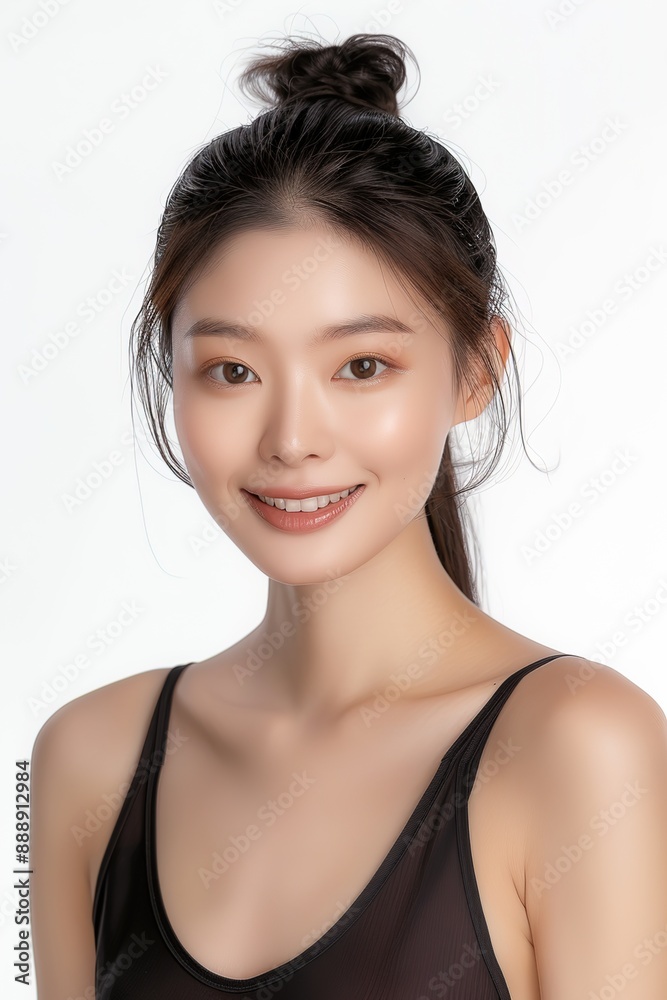 An asian beauty model, smile, pose in front of a white background An asian beauty model, smile, pose in front of a white background
