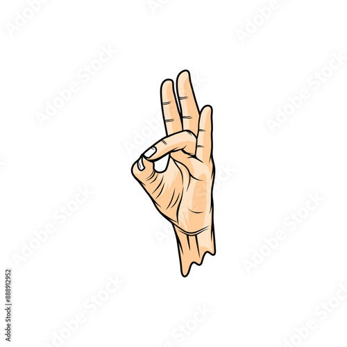 right hand geture prithvi mudra vector