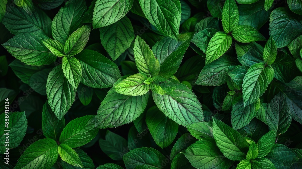 A dense cluster of vibrant green leaves, vivid colors, full of life and freshness A dense cluster of vibrant green leaves, vivid colors, full of life and freshness