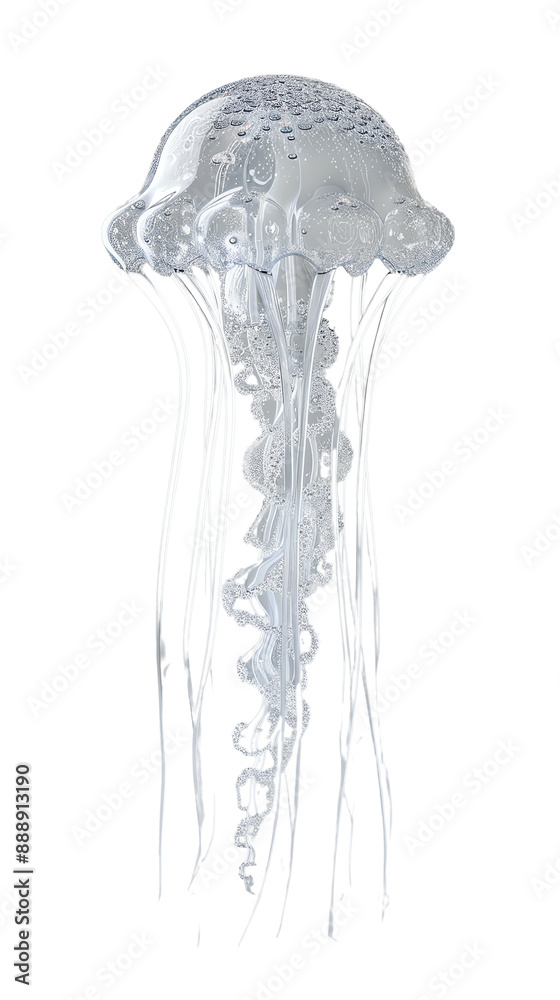 Transparent jellyfish swimming gracefully. Beautiful marine creature showcasing delicate tendrils and ethereal elegance in the ocean. Transparent jellyfish swimming gracefully. Beautiful marine creature showcasing delicate tendrils and ethereal elegance in the ocean.