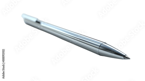 Sleek metallic pen isolated on a white background, ideal for business, office, and professional writing use.