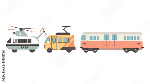 A minimalist vector icon set of transportation transparant background