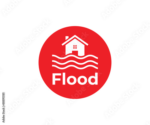 Flood warning icon logo design template