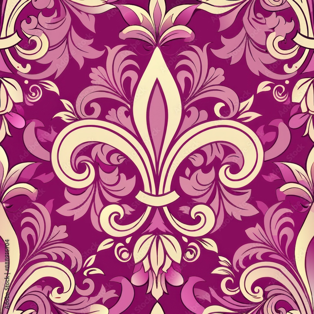 seamless pattern of fleur-de-lis with baroque elements, Generative AI seamless pattern of fleur-de-lis with baroque elements, Generative AI