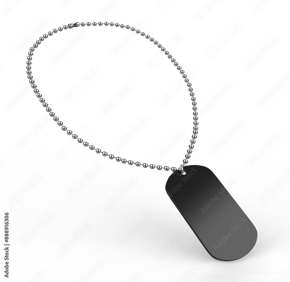 Fototapeta premium Blank Military Dog Tags Aluminum with Ball Steel Chain 3d illustration.