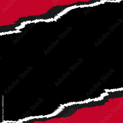background paper tear at the bottom top corner in black red and dark gray color vector