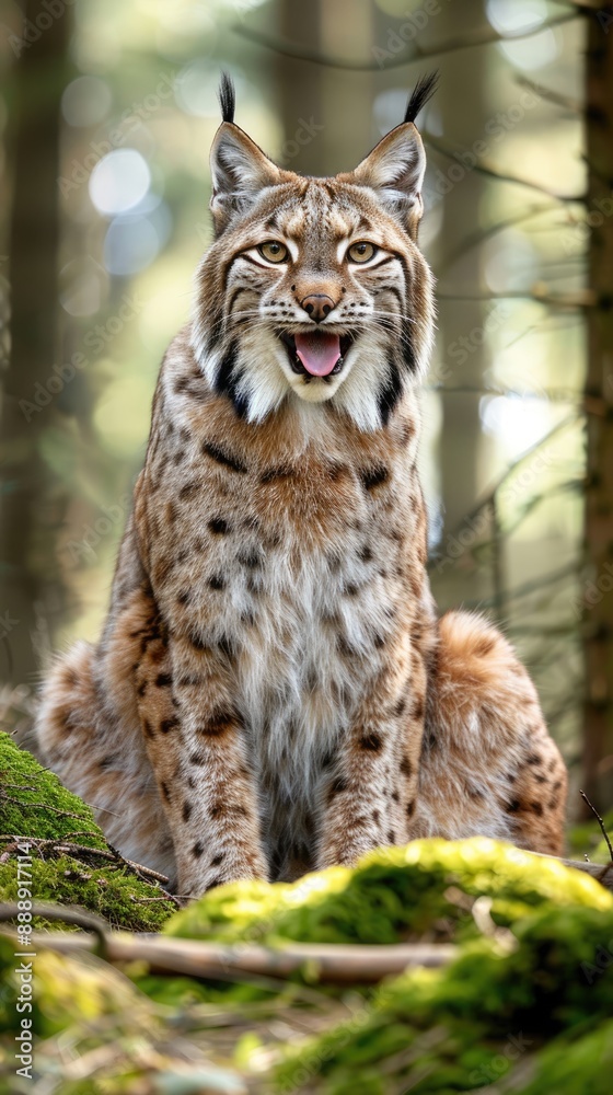Naklejka premium Portrait of a Lynx in a Forest Setting
