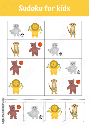 Logical games, educational activities for kids. Learning games for preschoolers and kindergarten. Sudoku for kids. Printable worksheets for kids. Educational games, teacher resources. Learning page.