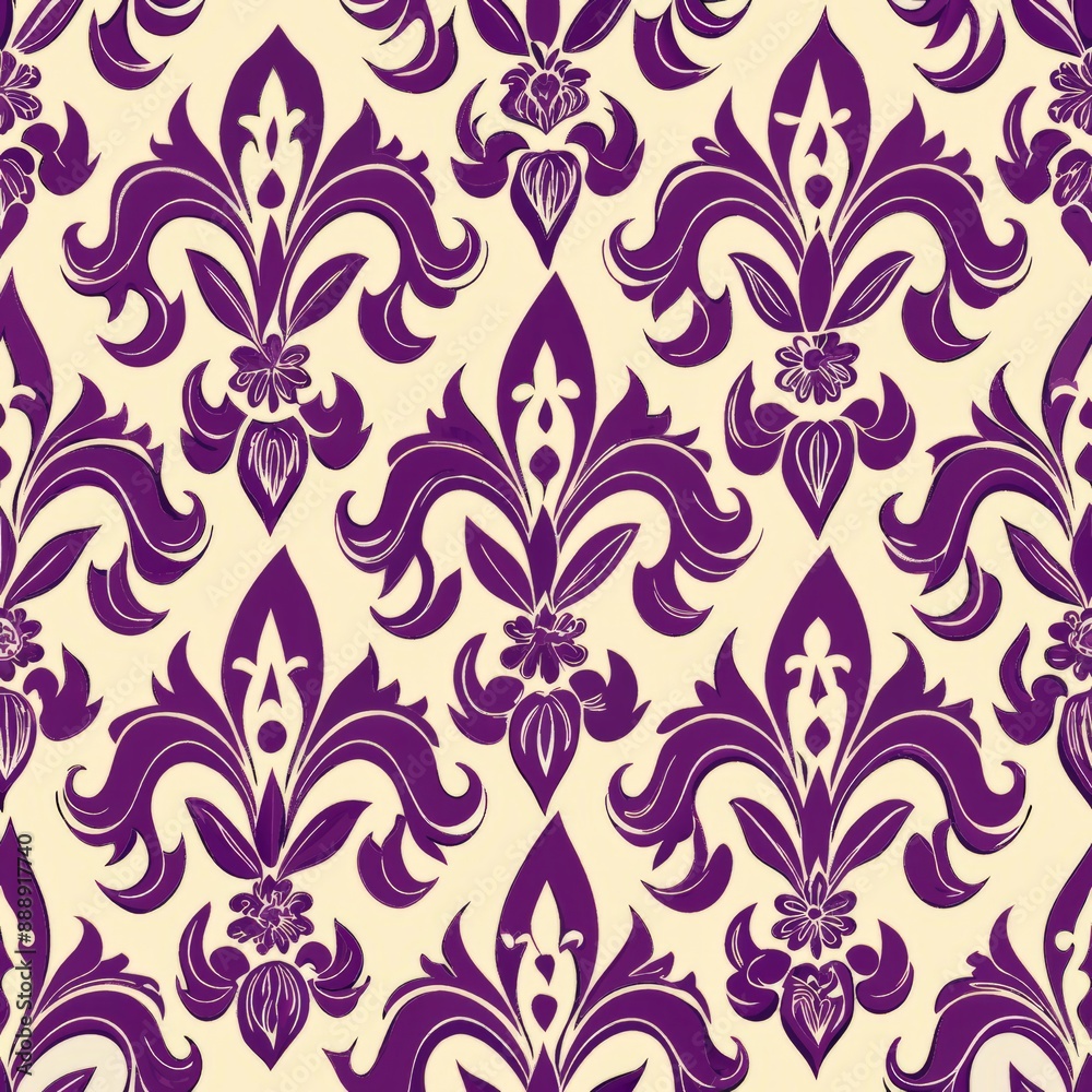 seamless pattern of hand-drawn fleur-de-lis designs, Generative AI seamless pattern of hand-drawn fleur-de-lis designs, Generative AI