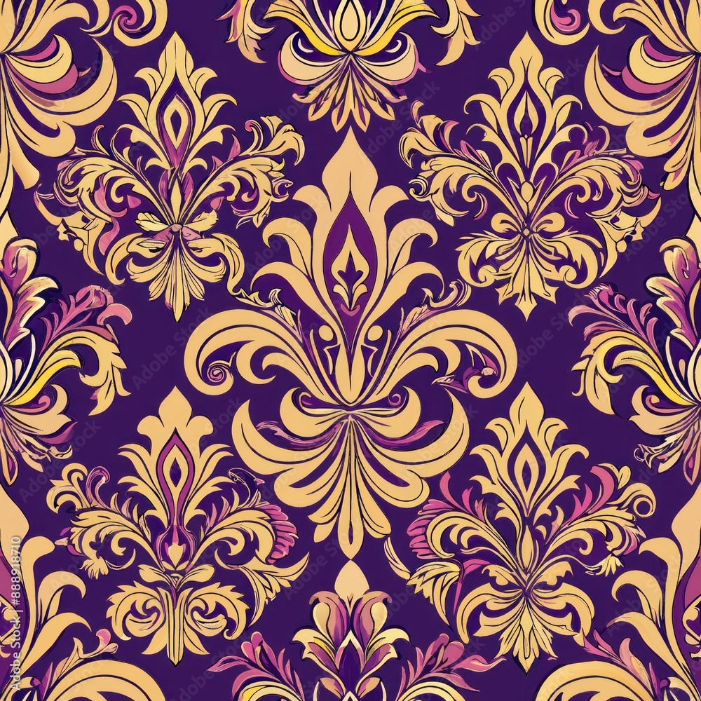 seamless pattern of ornate fleur-de-lis motifs, Generative AI seamless pattern of ornate fleur-de-lis motifs, Generative AI