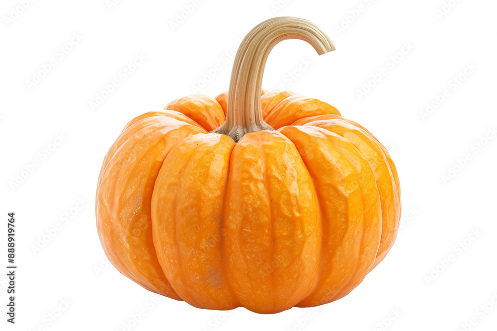 Obraz premium Cinderella pumpkin with a green stem isolated on a white background, great for autumn themes and decorations