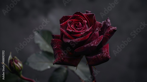 Beautiful roses with a black background, Red roses flower bouquet on dark background / Close up fresh natural rose background flowers romantic love valentine day conceptsingle large beautiful red rose