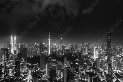 Canvas Print scenery kuala lumpur city in black and white
